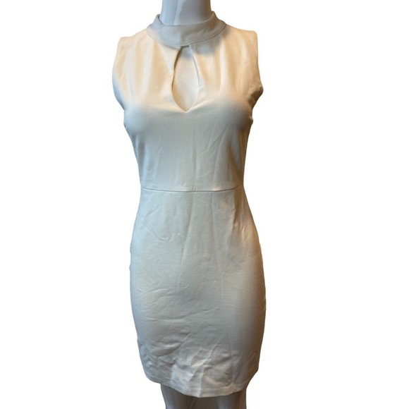 Lulu's Womens Bodycon Dress Front Keyhole Mock Neck Back Zip White Size Medium - Picture 5 of 12